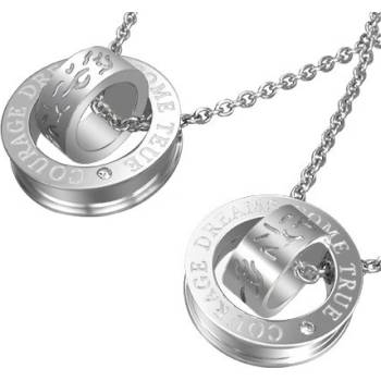 Šperky eshop Přívěsek pro dva stříbrné obruče s texturou křivých čar a nápisem AB31.11