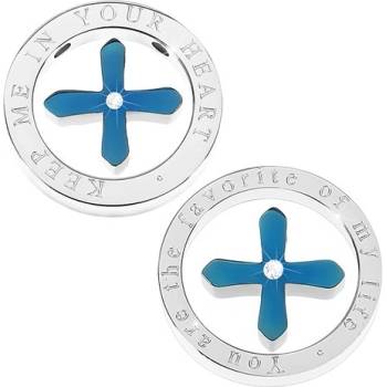 Šperky eshop Přívěsky pro dva modrý kvítek se zirkonem v mohutném prstenci AB31.12