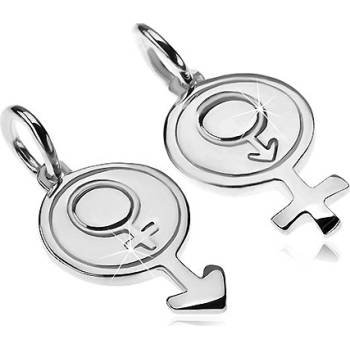 Šperky eshop přívěsky pro dva ze stříbra kulatý symbol muže a ženy Z30.6