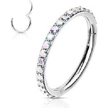Šperky4U piercing segment kruh s duhovými kamínky K1041-AB