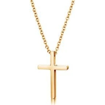 Šperky4U Zlacený ocelový řetízek s přívěškem křížek OPD0042-RD