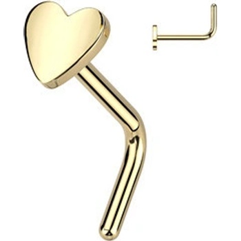 Šperky4U Zlacený piercing do nosu srdíčko TITAN TIT1288-GD
