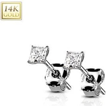 Šperky4U zlaté 14ti karátové náušnice s čirými zirkony ZL-1000-03W