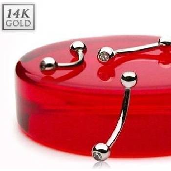 Šperky4U zlatý piercing do obočí ZL01108-1210-WG
