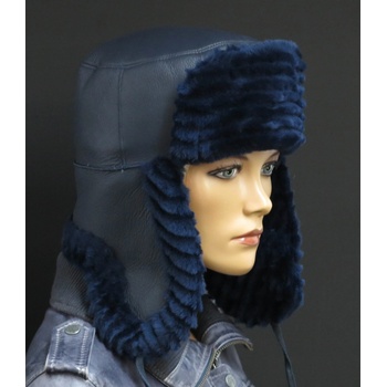 Splus Kožešinová ušanka z ovčiny SE16 modrý napalan