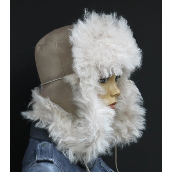 Špongr Kožešinová ušanka z toskánské jehnětiny béžová SE41