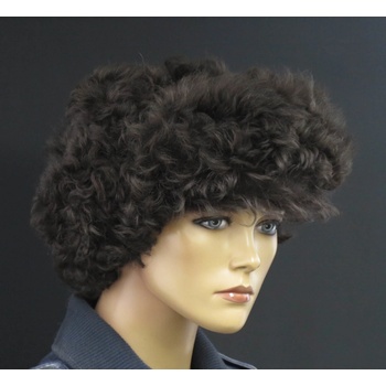 Špongr kožešinová ušanka z toskánské jehnětiny hnědá povrch velur SE65