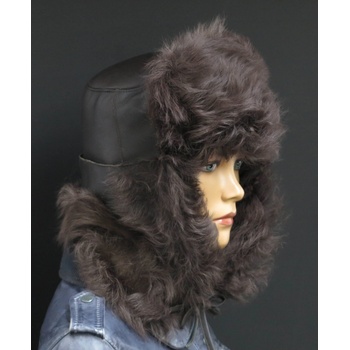 Špongr Kožešinová ušanka z toskánské jehnětiny tmavě hnědá SE37