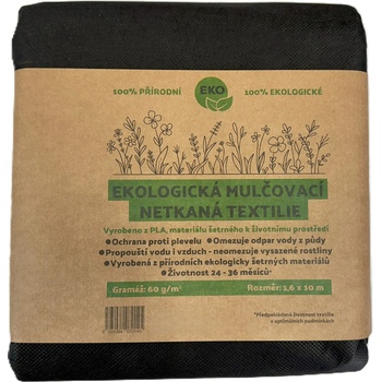 Spunbond Ekologická netkaná textilie ECO PLA, 60g/m2, 5m x 1,6m černá, 100% rozložitelná
