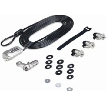 StarTech.com Laptop/Desktop & Peripheral Lock Kit, 9.8ft (3m) Cable - Sada zámků pro pracovní stanici - proti krádeži - černá a stříbrná - 3 m - kompatibilní s TAA