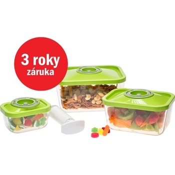 STATUS 4dílný set skleněných vakuových dóz 181024 zelená