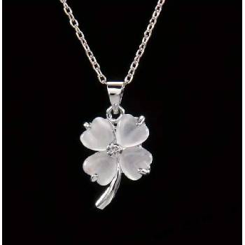 Steel Jewelry set náhrdelník a náušnice čtyřlístek s krystalkem z chirurgické oceli SET171029