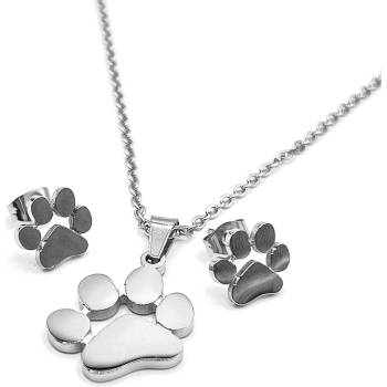 Steel Jewelry set náhrdelník a náušnice tlapky stříbrné z chirurgické oceli SET160110