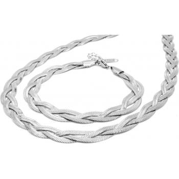 Steel Jewelry souprava Řetízek Náhrdelník Náramek PLETENÝ Chirurgická ocel SET231213