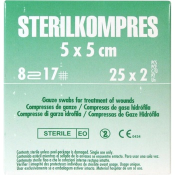 Sterilkompres gáza kompresní sterilní 5 x 5cm/25 x 2 ks