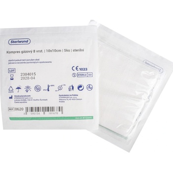 Steriwund gáza hydrofilní kompresy sterilní 10 x 10cm 5 ks