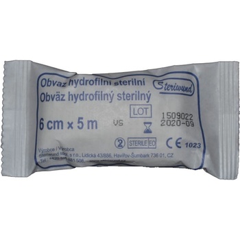 Steriwund Obinadlo hydrofilní pletené sterilní 6cm x 5m/1 ks