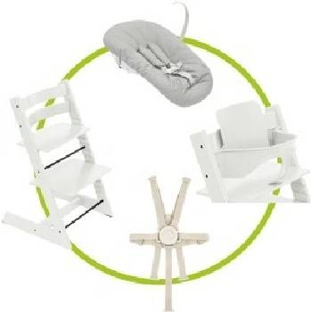 Stokke Tripp Trapp White + Baby set + novorozenecká sada + pásy