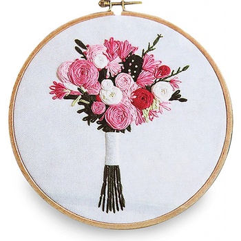 Stoklasa Vyšívací sada s předtištěným motivem 380636 4 růžová kytice 15x22cm
