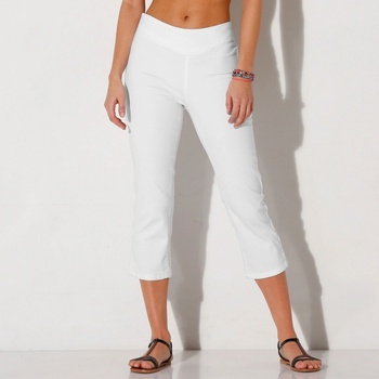 Strečové 7/8 kalhoty s efektem plochého břicha bílá