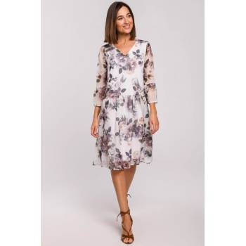 Stylove Dámské šaty S214 s květinami černá