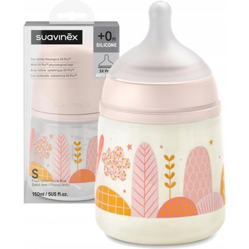 Suavinex láhev Memories první s oušky růžová s obrázky 150 ml