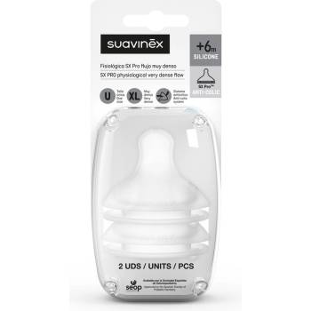 Suavinex savička velký průtok silikon transparentní 2 ks