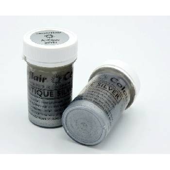 Sugarflair Gelová barva perleťová Antique Silver 25 g