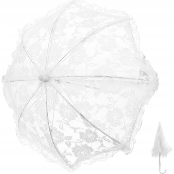 Svatební krajkový vystřelovací deštník bílá sněhová