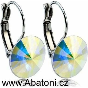 Swarovski Elements Rivoli vlepený krystal Ocelové náušnice visací bílé duhové kulaté 51031.2 Crystal AB bílá křišťálová duhová měňavá