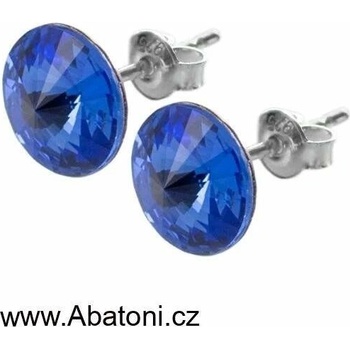 Swarovski Elements Rivoli vlepený krystal stříbrné náušnice pecky puzety modré kulaté 51037.3 Sapphire modrá královská