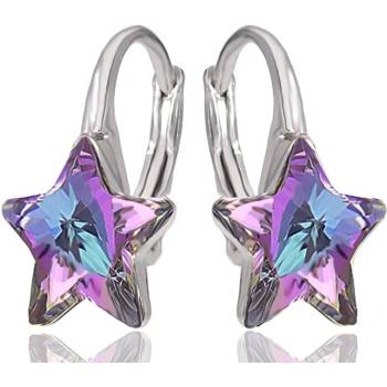 Swarovski Elements star Dětské stříbrné visací fialové hvězdičky 31227.5 Vitrail Light růžová fialová tyrkysová duhová
