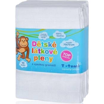 T-TOMI Látkové TETRA pleny 70x 70 sada bílá 10 ks