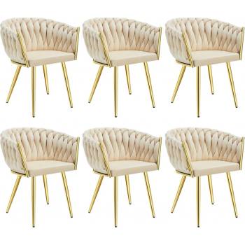 tectake 405946 astano samet uzlový design písková / zlatá 2 ks