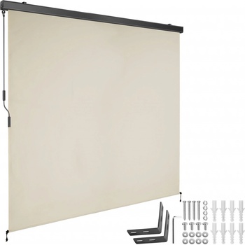 tectake 406137 svislá markýza eloise se 2 nástěnnými držáky - 140 x 250 cm,béžová