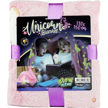 Teddies Deka Jednorožec svítící ve tmě plyš růžová