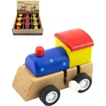 Teddies Dřevěná mašinka na klíček 3 barvy