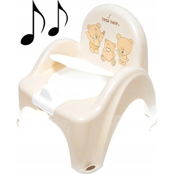 TEGA BABY Nočník křesílko Teddy s melodií bílá perleť