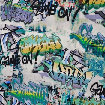 Teplákovina 22403, barevné graffity, š.150