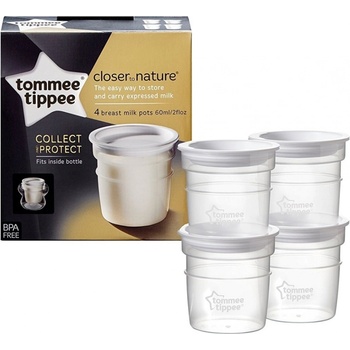 Tommee Tippee Sada nádobek pro uchovávání mlékae 4ks Transparentní