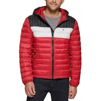 Tommy Hilfiger bunda Quilted Color Blocked červená
