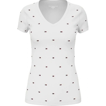 Tommy Hilfiger dámské tričko v-neck Tommy flag bílé
