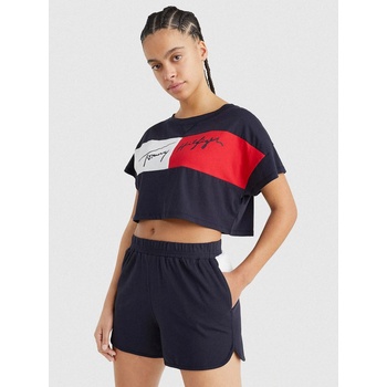 Tommy Hilfiger dámské vzorované cropped tričko Tmavě modré