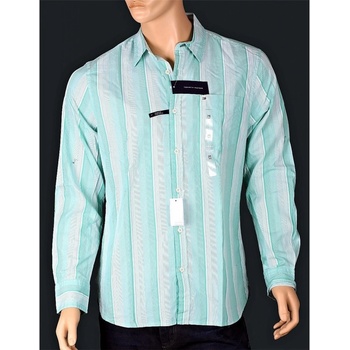 Tommy Hilfiger original pánská košile Custom Fit stripe zelená