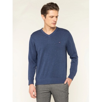 Tommy Hilfiger pánský svetr s výstřihem do V MW0MW11653 modrý