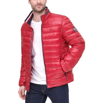 Tommy Hilfiger prošívaná zimní pánská bunda Wetlook červená