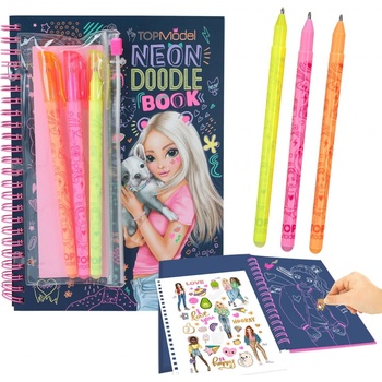 Top model, 3497670, Neon doodle book, kreativní omalovánky se samolepkami a pery