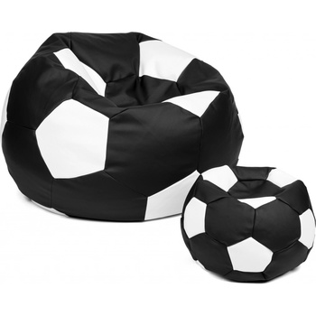 TopKing Sedací vak fotbalový míč XXXL 100 cm + podnožník XL 35 cm černá / bílá