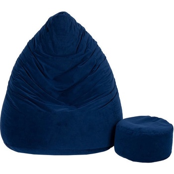 TopKing Sedací vak míč XXXXL 125 cm + podnožník XL 35 cm VELUR Tmavě modrá