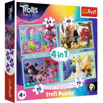 Trefl 34336 Trolls 4v1 35,48,54,70 dílků